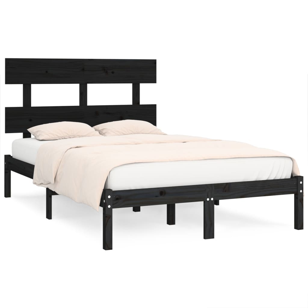 Bedframe massief hout zwart 140x190 cm is nu te koop bij PeponiXL, paradijselijk wonen!
