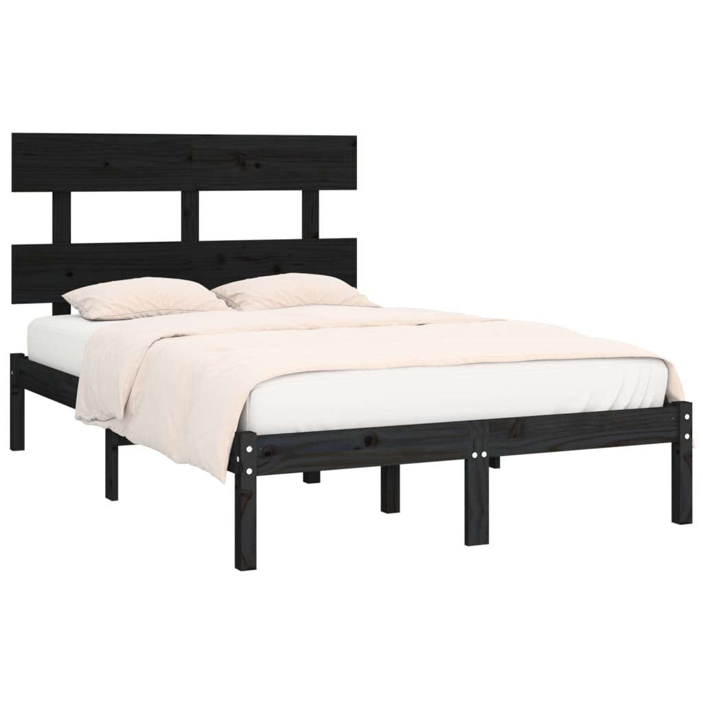 Bedframe massief hout zwart 140x190 cm is nu te koop bij PeponiXL, paradijselijk wonen!