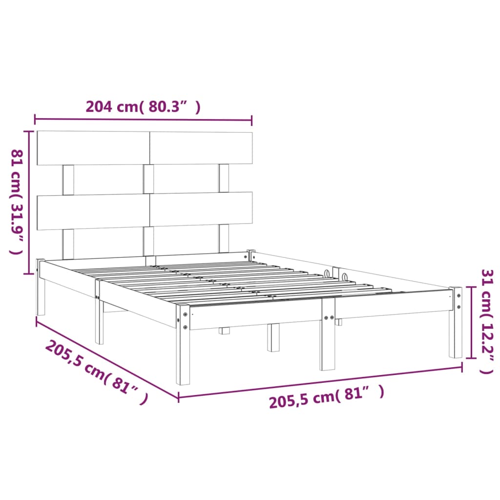 Bedframe massief hout wit 200x200 cm is nu te koop bij PeponiXL, paradijselijk wonen!