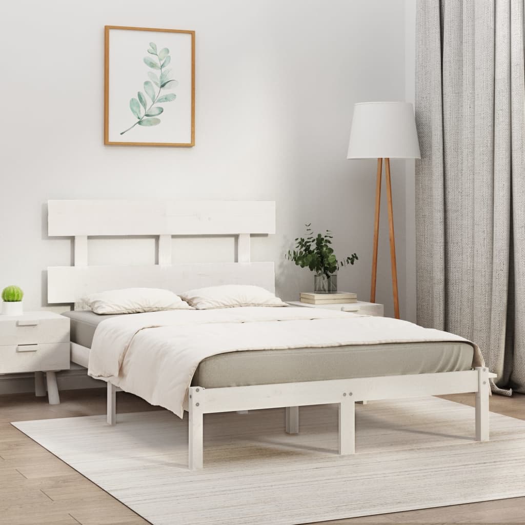 Bedframe massief hout wit 200x200 cm is nu te koop bij PeponiXL, paradijselijk wonen!