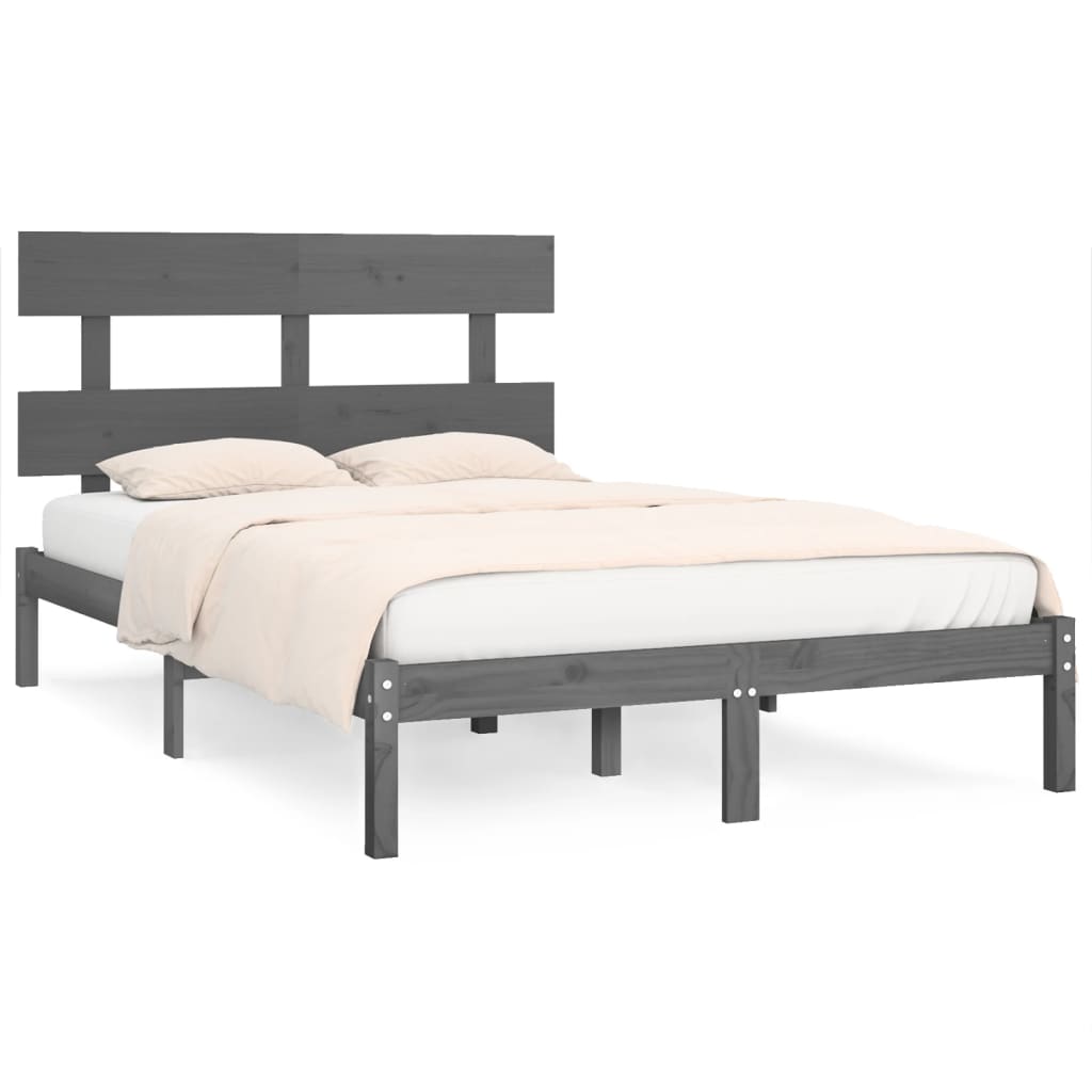 Bedframe massief hout grijs 200x200 cm is nu te koop bij PeponiXL, paradijselijk wonen!