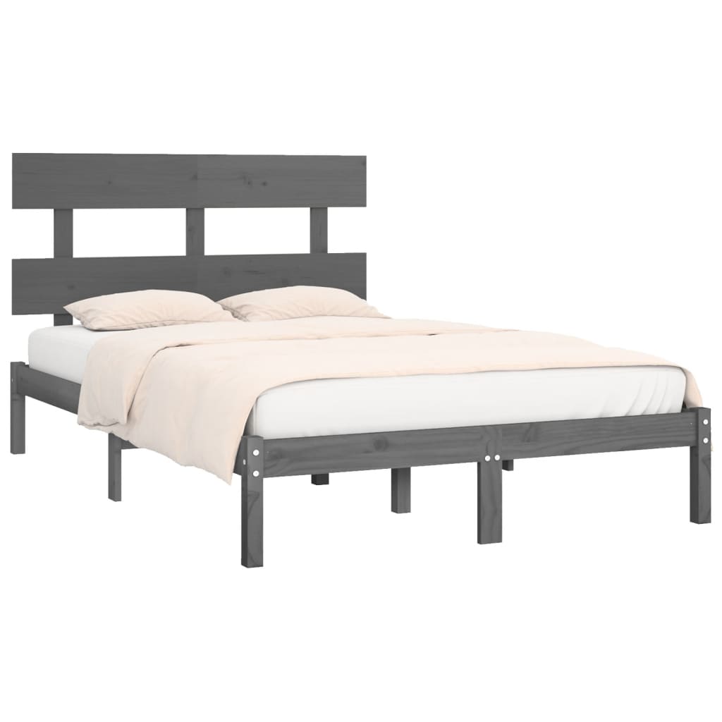 Bedframe massief hout grijs 200x200 cm is nu te koop bij PeponiXL, paradijselijk wonen!