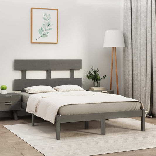 Bedframe massief hout grijs 200x200 cm is nu te koop bij PeponiXL, paradijselijk wonen!