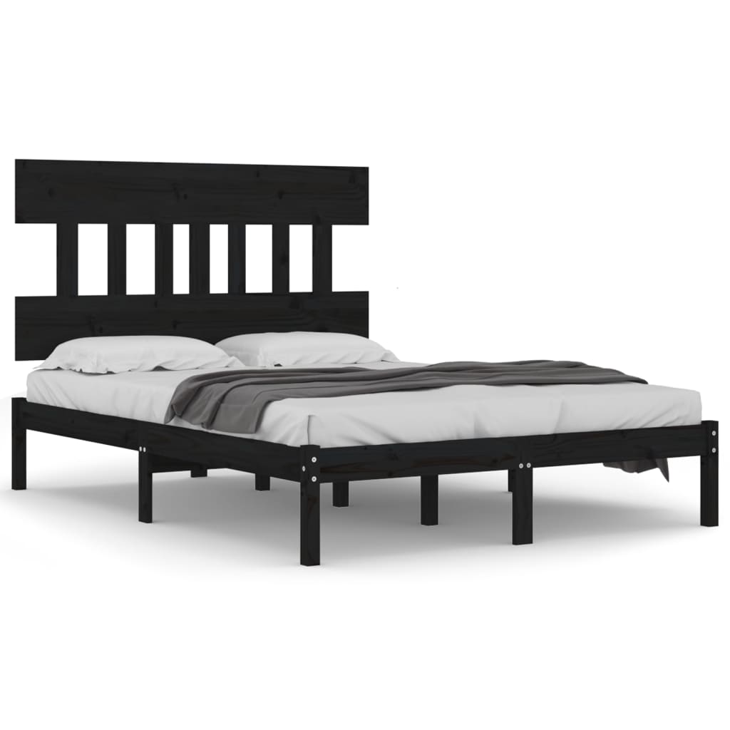 Bedframe massief hout zwart 140x190 cm is nu te koop bij PeponiXL, paradijselijk wonen!