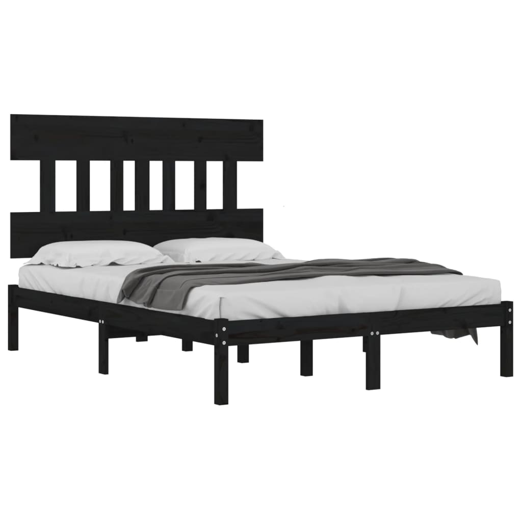 Bedframe massief hout zwart 140x190 cm is nu te koop bij PeponiXL, paradijselijk wonen!