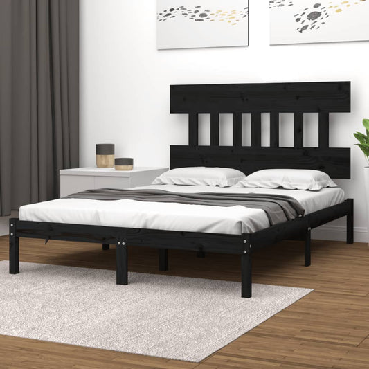 Bedframe massief hout zwart 140x190 cm is nu te koop bij PeponiXL, paradijselijk wonen!
