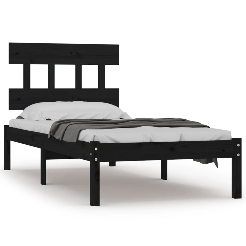 Bedframe massief hout zwart 100x200 cm is nu te koop bij PeponiXL, paradijselijk wonen!