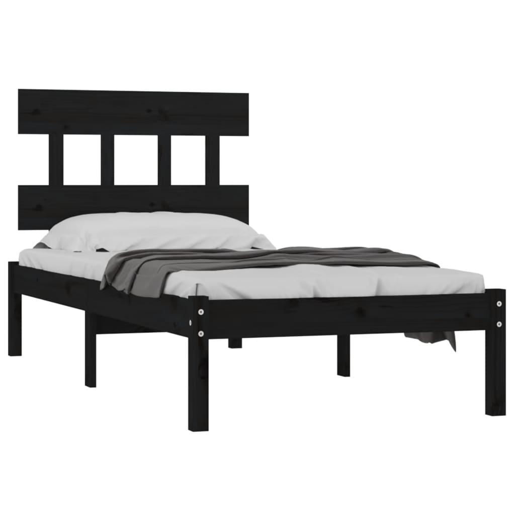 Bedframe massief hout zwart 100x200 cm is nu te koop bij PeponiXL, paradijselijk wonen!