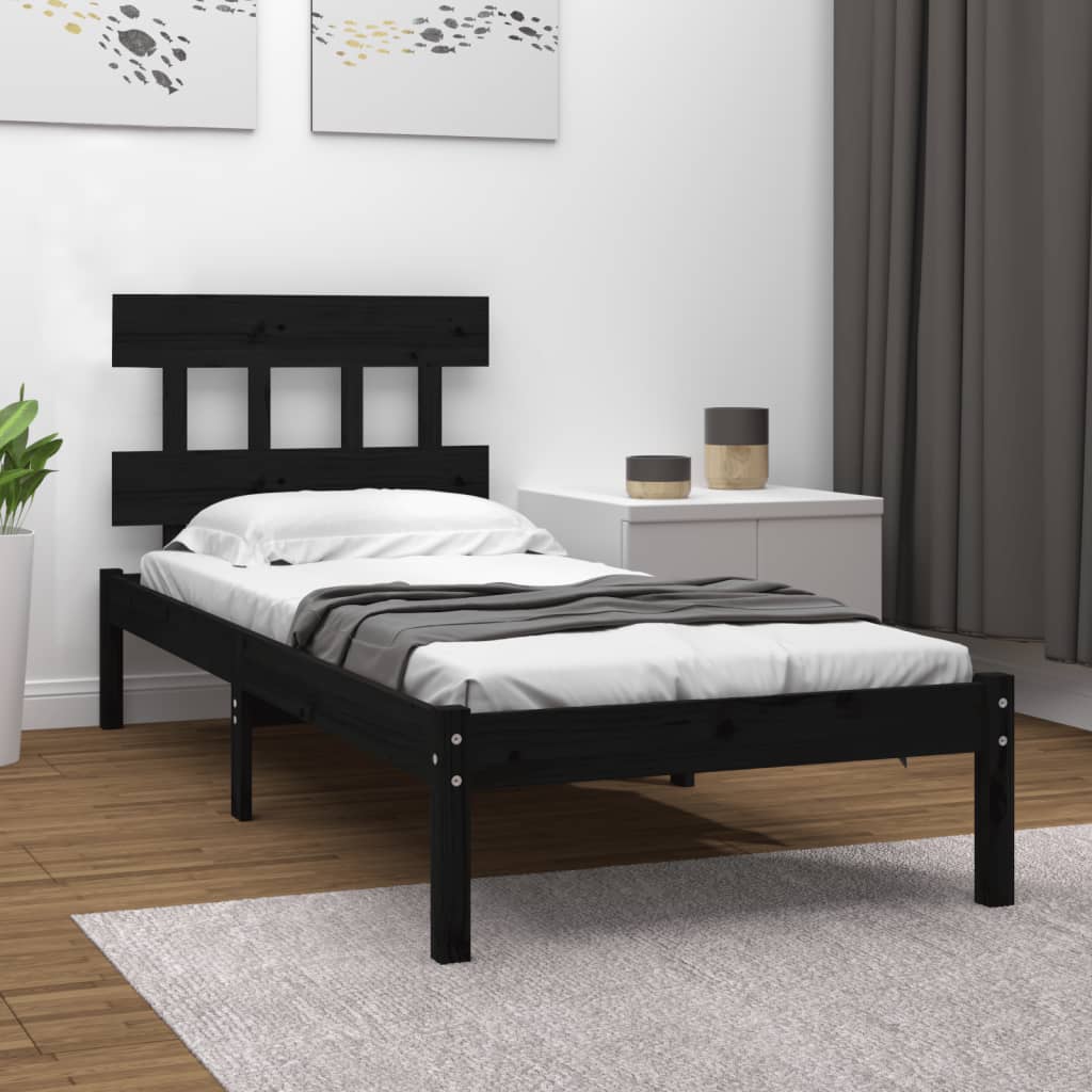 Bedframe massief hout zwart 100x200 cm is nu te koop bij PeponiXL, paradijselijk wonen!