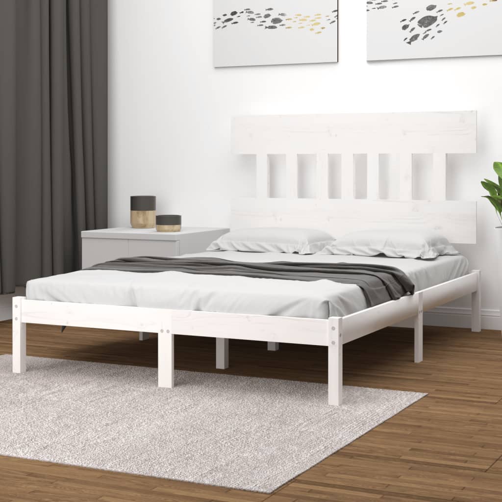 Bedframe massief hout wit 200x200 cm is nu te koop bij PeponiXL, paradijselijk wonen!