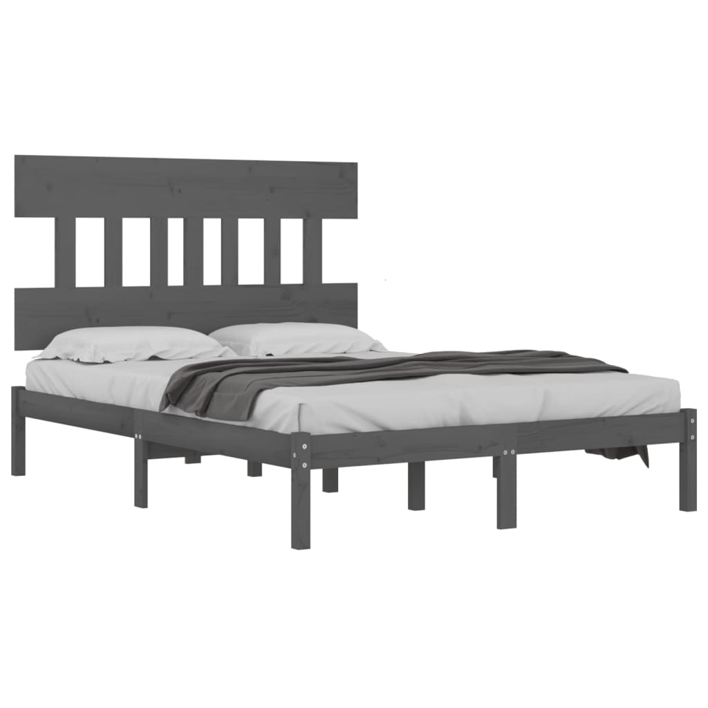 Bedframe massief hout grijs 200x200 cm is nu te koop bij PeponiXL, paradijselijk wonen!