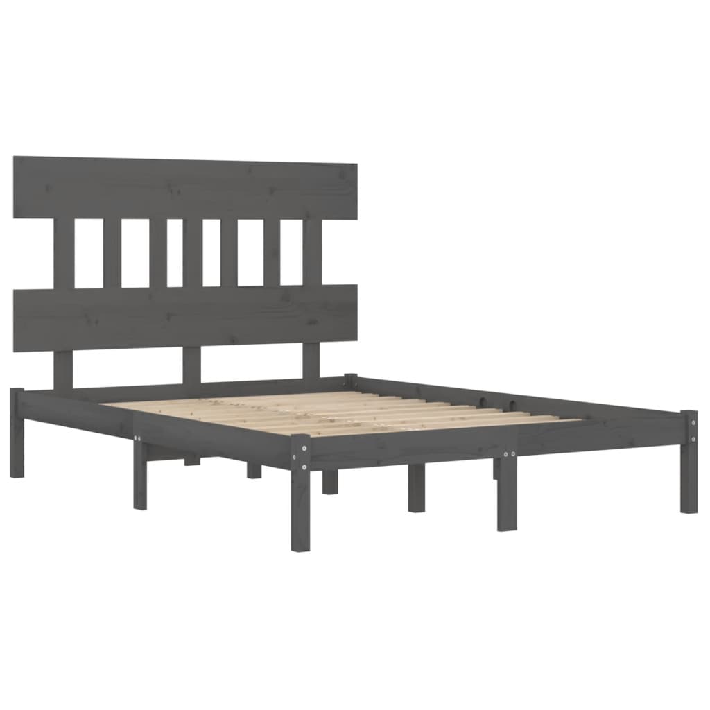 Bedframe massief hout grijs 200x200 cm is nu te koop bij PeponiXL, paradijselijk wonen!