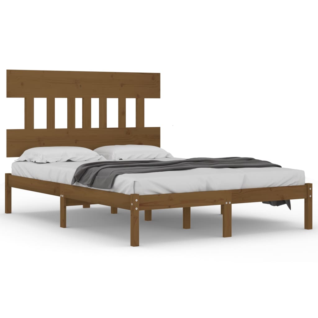 Bedframe massief hout honingbruin 200x200 cm is nu te koop bij PeponiXL, paradijselijk wonen!