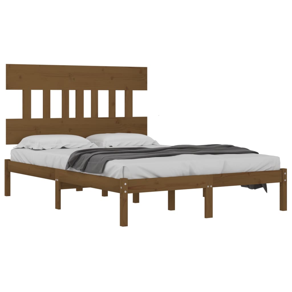 Bedframe massief hout honingbruin 200x200 cm is nu te koop bij PeponiXL, paradijselijk wonen!