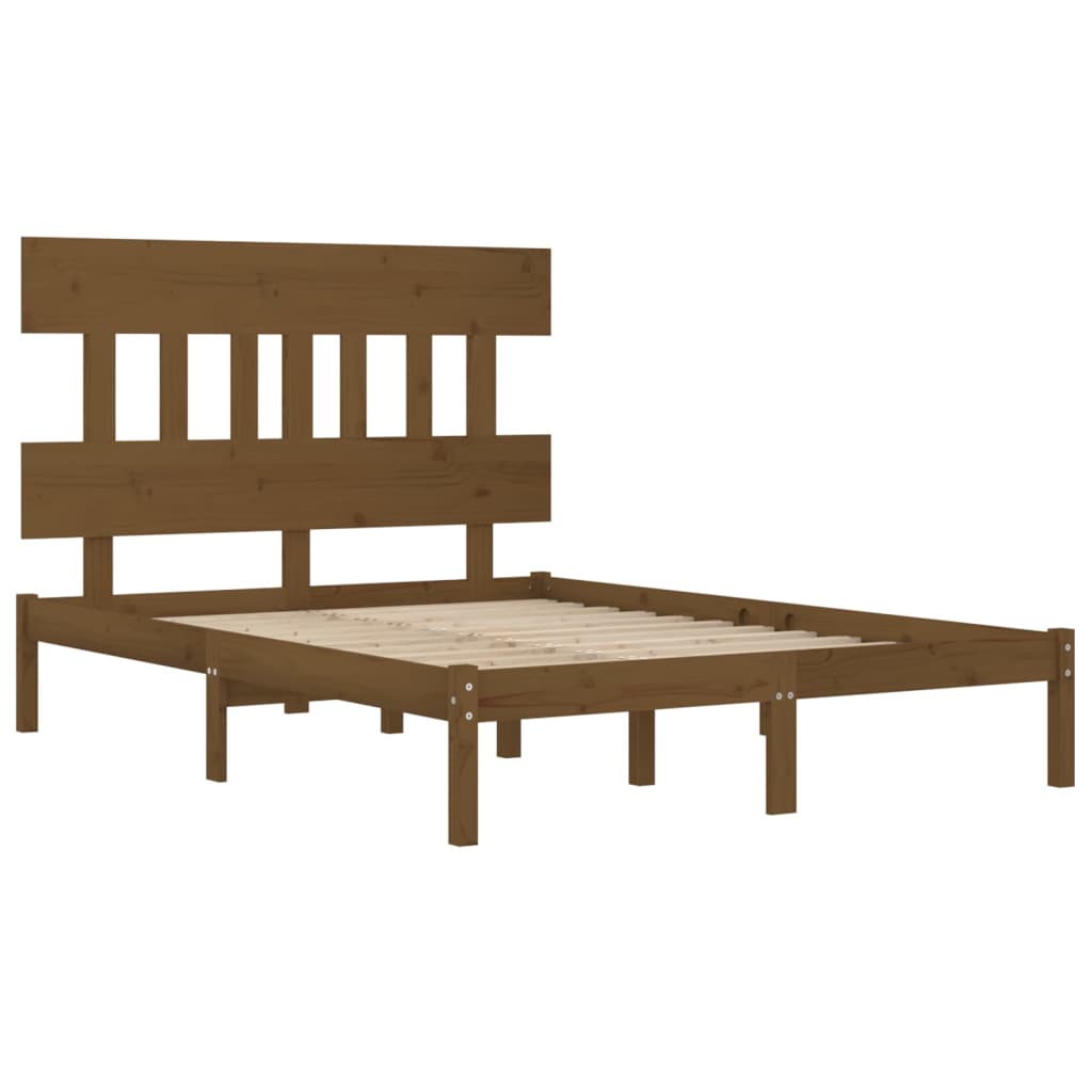 Bedframe massief hout honingbruin 200x200 cm is nu te koop bij PeponiXL, paradijselijk wonen!