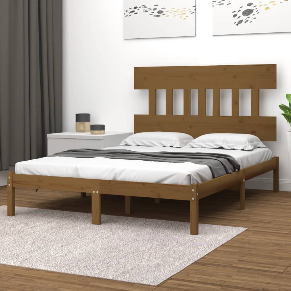 Bedframe massief hout honingbruin 200x200 cm is nu te koop bij PeponiXL, paradijselijk wonen!