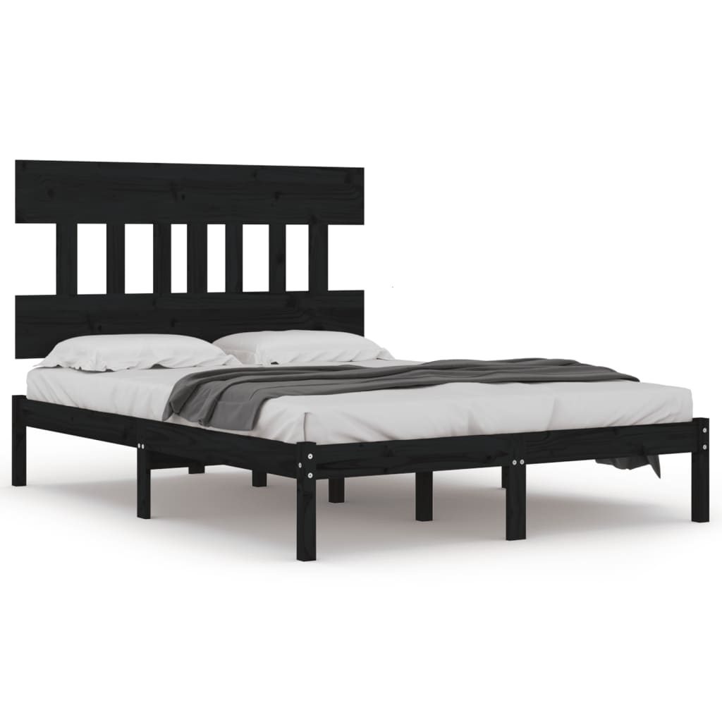 Bedframe massief hout zwart 200x200 cm is nu te koop bij PeponiXL, paradijselijk wonen!