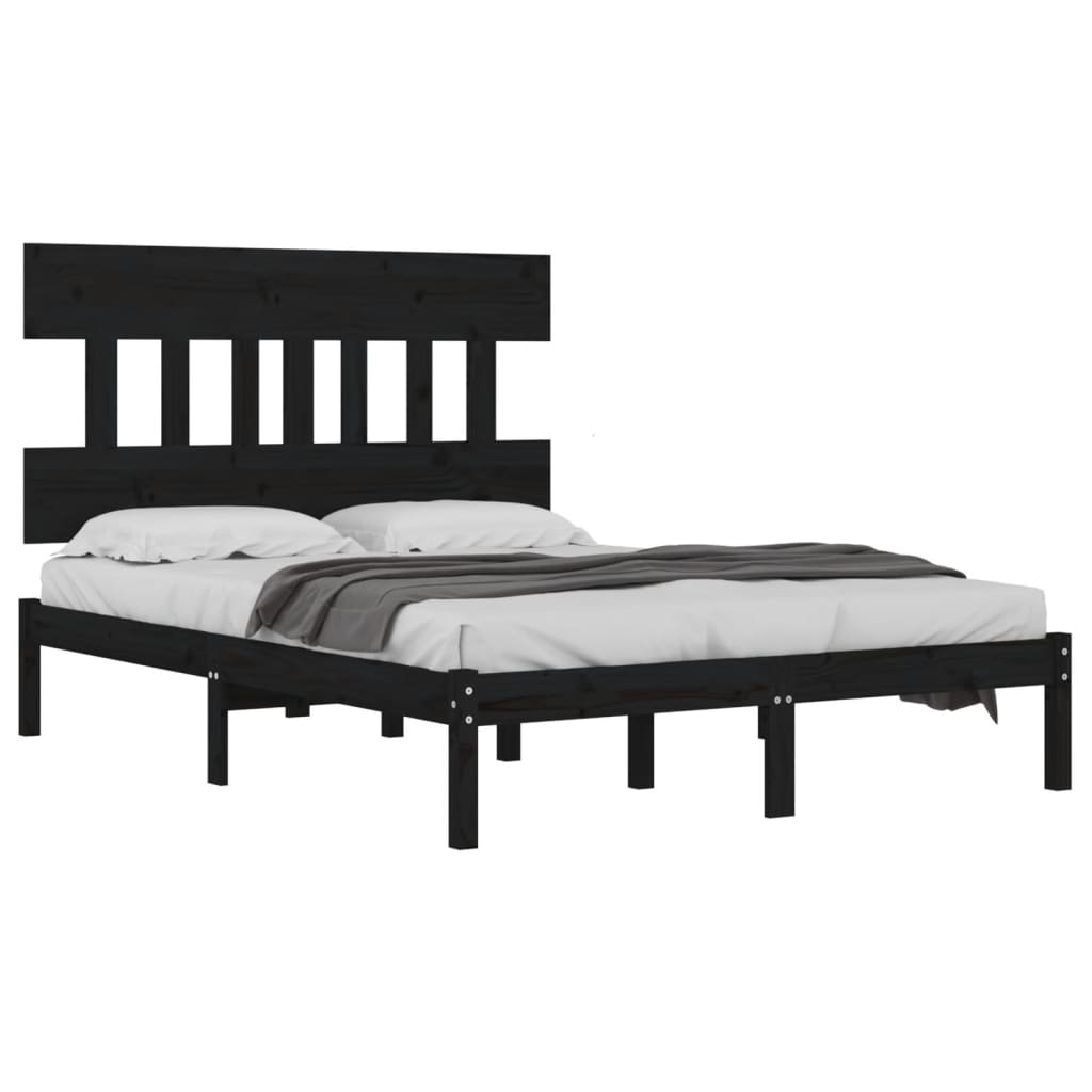 Bedframe massief hout zwart 200x200 cm is nu te koop bij PeponiXL, paradijselijk wonen!