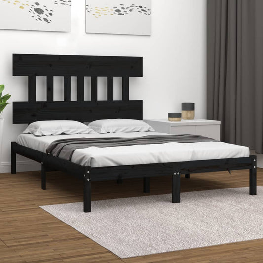 Bedframe massief hout zwart 200x200 cm is nu te koop bij PeponiXL, paradijselijk wonen!