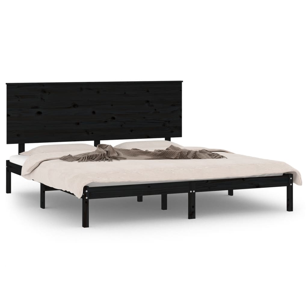 Bedframe massief grenenhout zwart 200x200 cm is nu te koop bij PeponiXL, paradijselijk wonen!