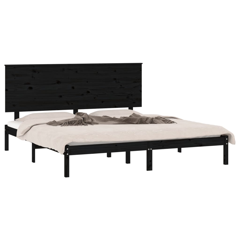 Bedframe massief grenenhout zwart 200x200 cm is nu te koop bij PeponiXL, paradijselijk wonen!