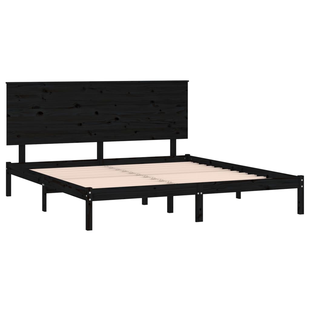 Bedframe massief grenenhout zwart 200x200 cm is nu te koop bij PeponiXL, paradijselijk wonen!