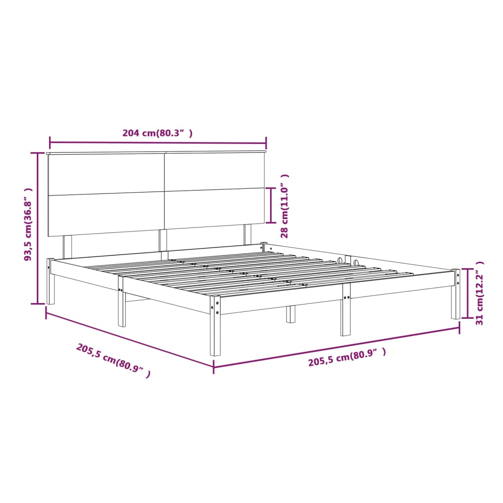 Bedframe massief grenenhout zwart 200x200 cm is nu te koop bij PeponiXL, paradijselijk wonen!