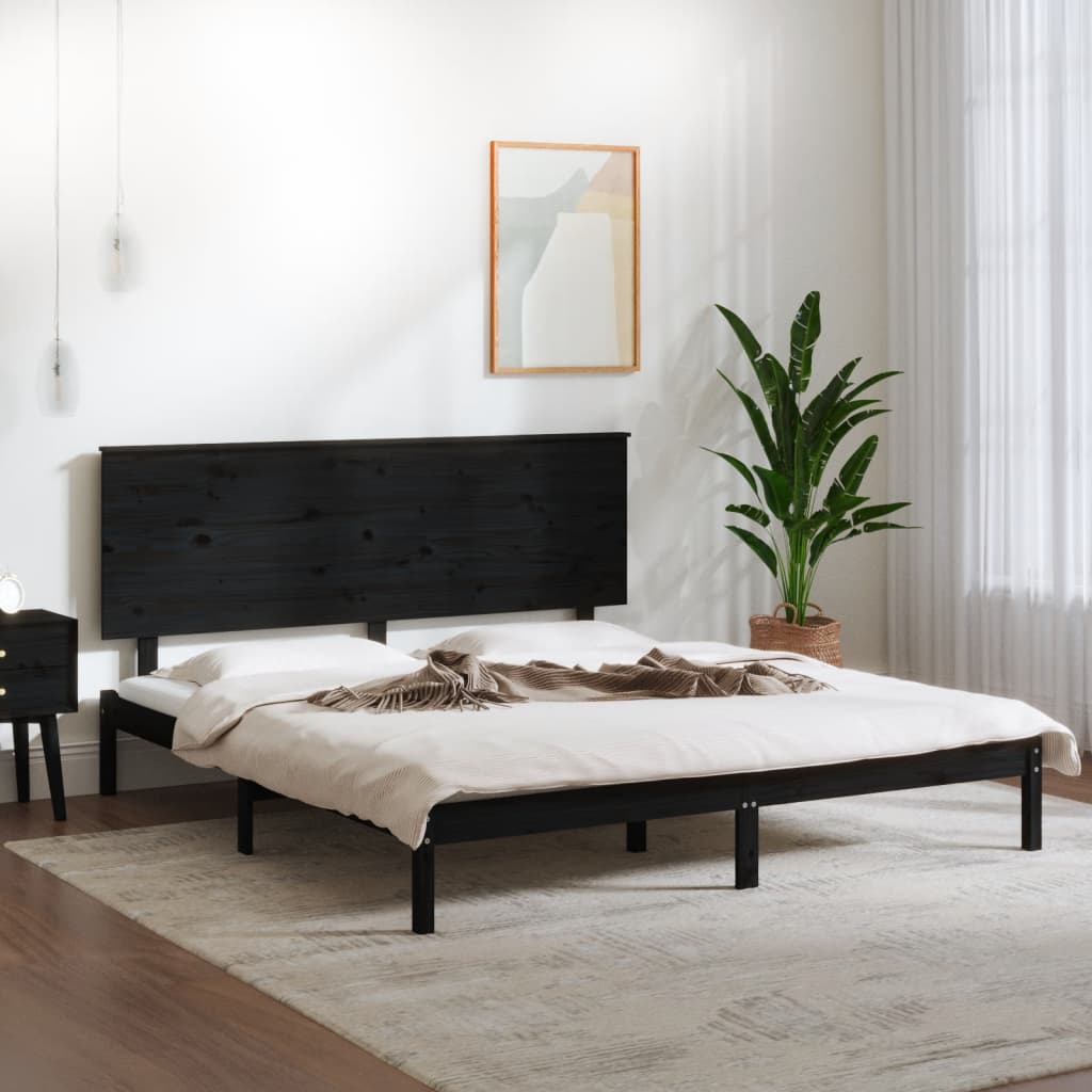 Bedframe massief grenenhout zwart 200x200 cm is nu te koop bij PeponiXL, paradijselijk wonen!