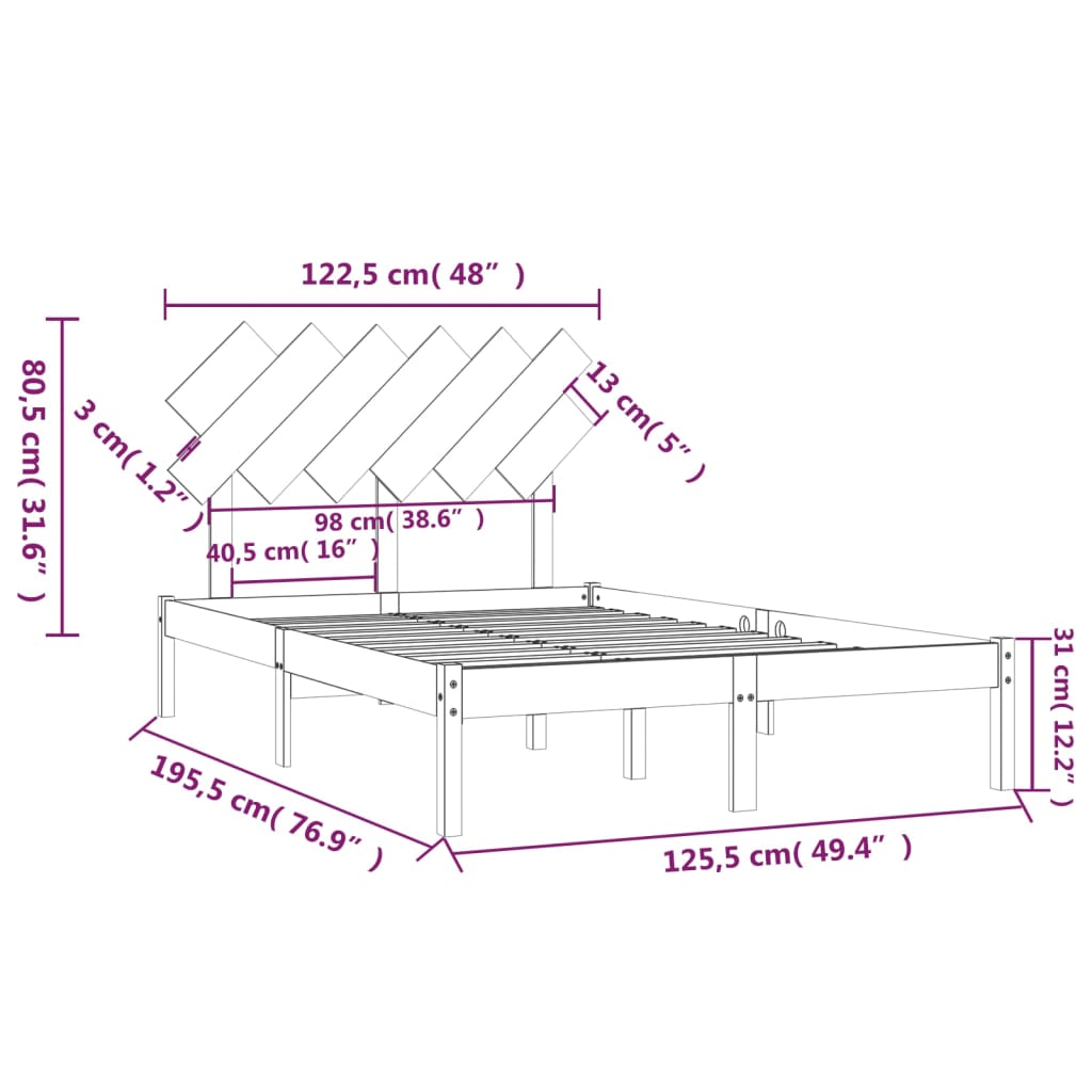 Bedframe massief hout 120x190 cm is nu te koop bij PeponiXL, paradijselijk wonen!