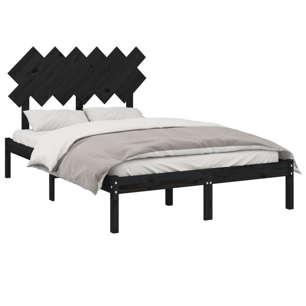 Bedframe massief hout zwart 135x190 cm is nu te koop bij PeponiXL, paradijselijk wonen!
