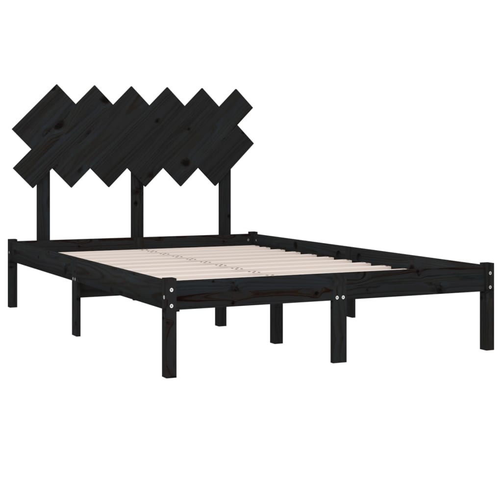 Bedframe massief hout zwart 135x190 cm is nu te koop bij PeponiXL, paradijselijk wonen!