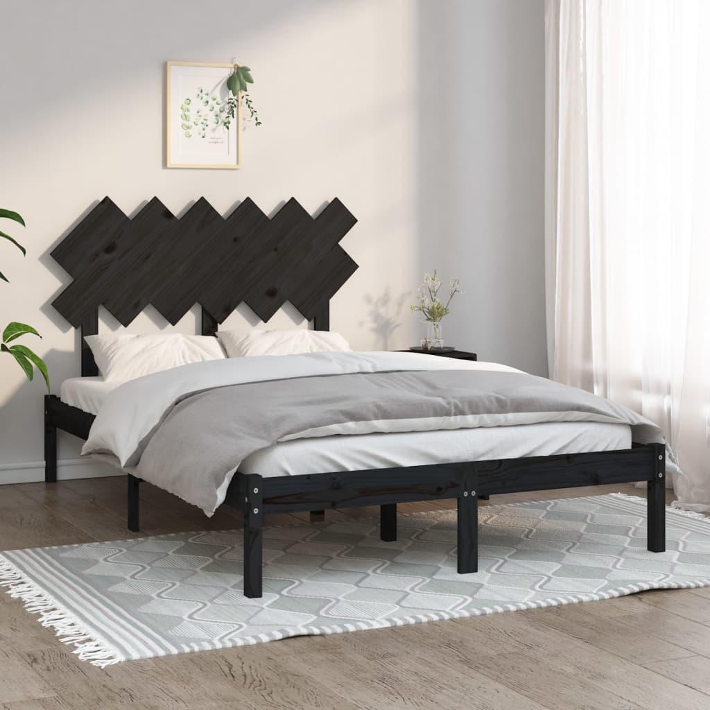 Bedframe massief hout zwart 135x190 cm is nu te koop bij PeponiXL, paradijselijk wonen!