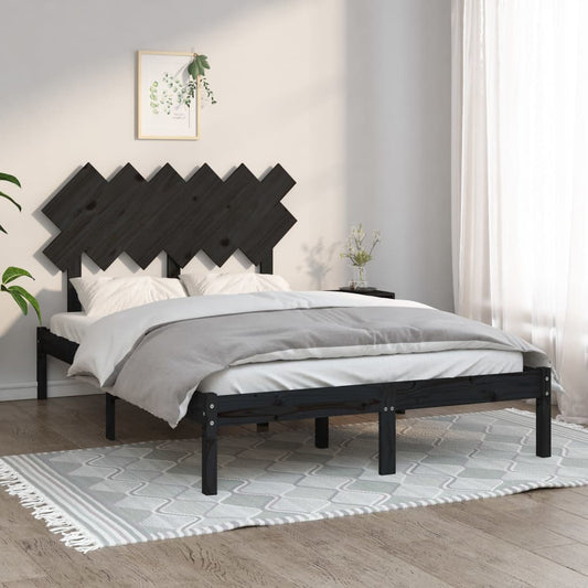 Bedframe massief hout zwart 135x190 cm is nu te koop bij PeponiXL, paradijselijk wonen!