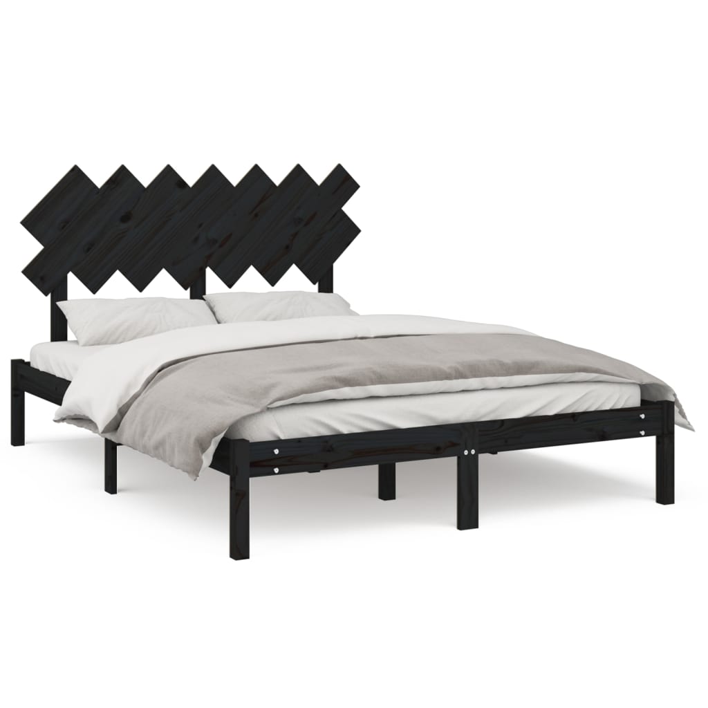 Bedframe massief hout zwart 140x190 cm is nu te koop bij PeponiXL, paradijselijk wonen!