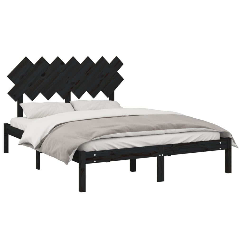 Bedframe massief hout zwart 140x190 cm is nu te koop bij PeponiXL, paradijselijk wonen!
