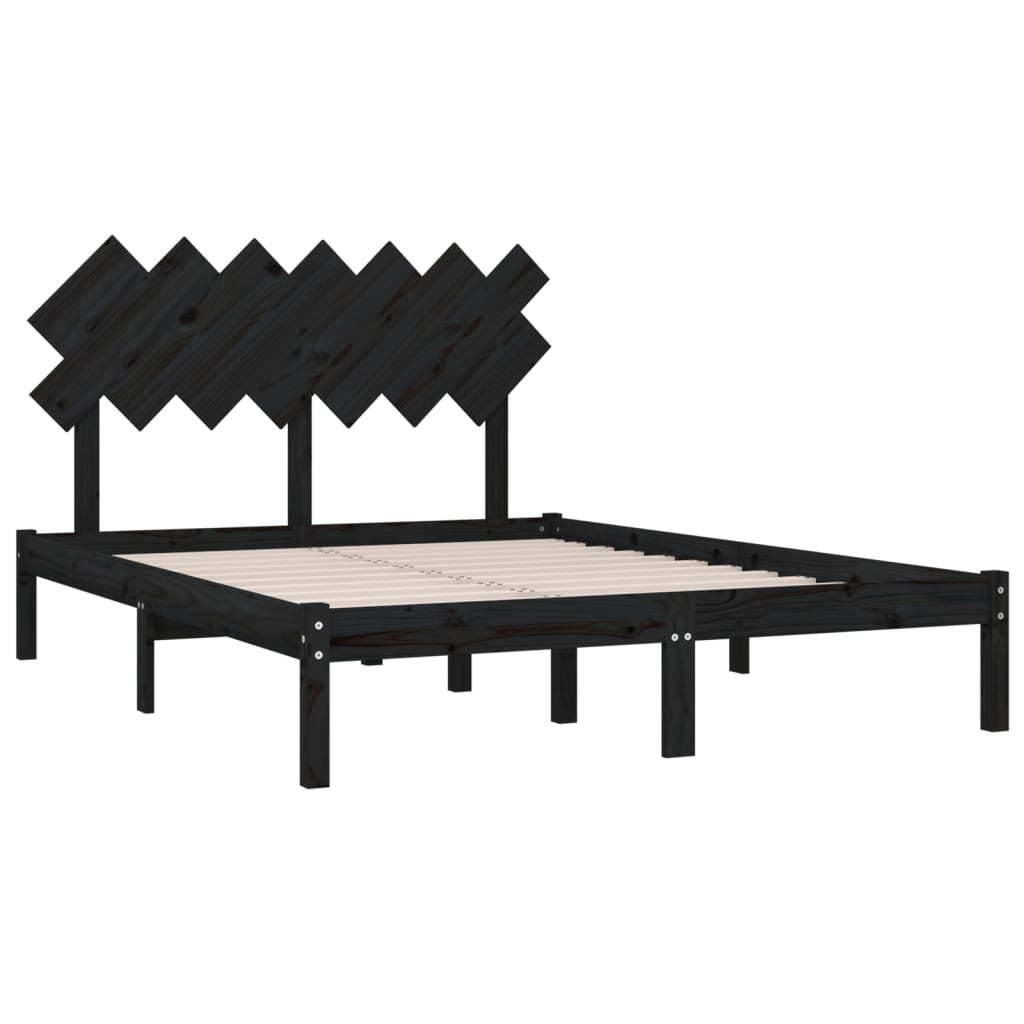 Bedframe massief hout zwart 140x190 cm is nu te koop bij PeponiXL, paradijselijk wonen!