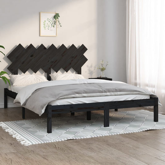 Bedframe massief hout zwart 140x190 cm is nu te koop bij PeponiXL, paradijselijk wonen!