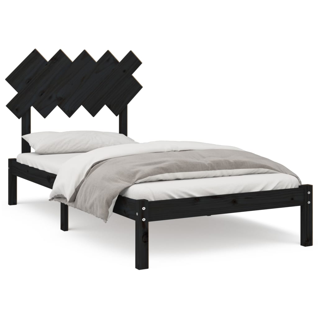 Bedframe massief hout zwart 100x200 cm is nu te koop bij PeponiXL, paradijselijk wonen!