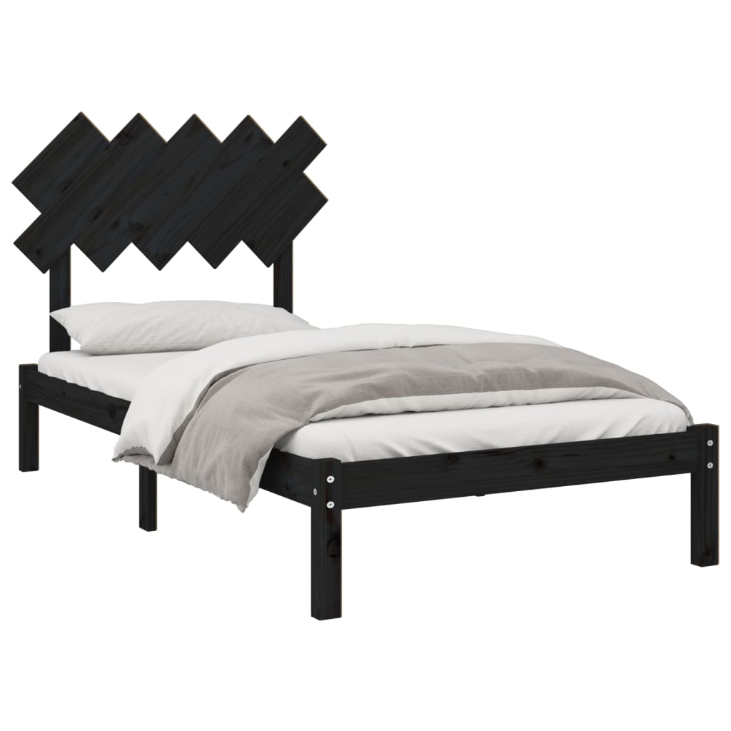 Bedframe massief hout zwart 100x200 cm is nu te koop bij PeponiXL, paradijselijk wonen!