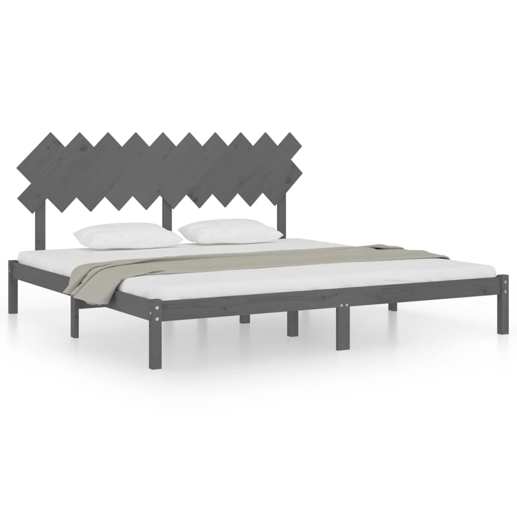 Bedframe massief hout grijs 200x200 cm is nu te koop bij PeponiXL, paradijselijk wonen!