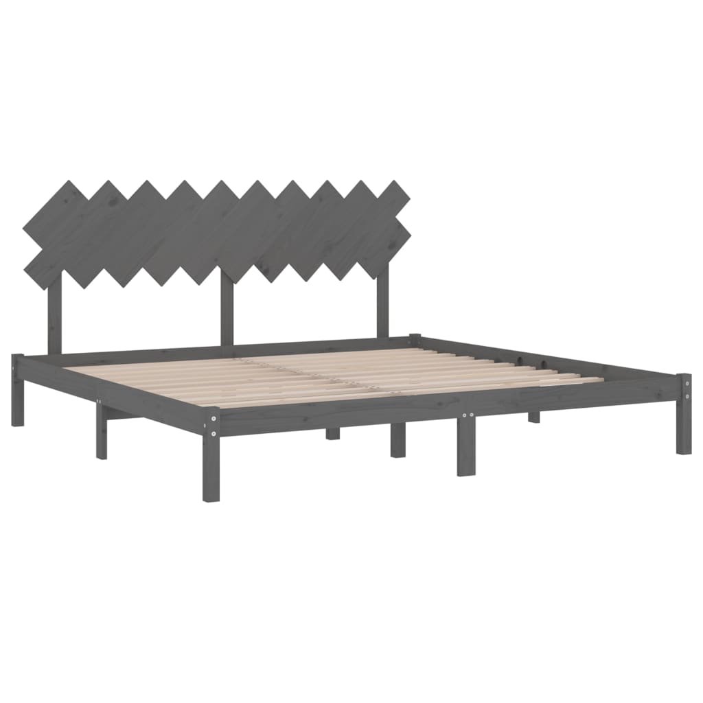 Bedframe massief hout grijs 200x200 cm is nu te koop bij PeponiXL, paradijselijk wonen!