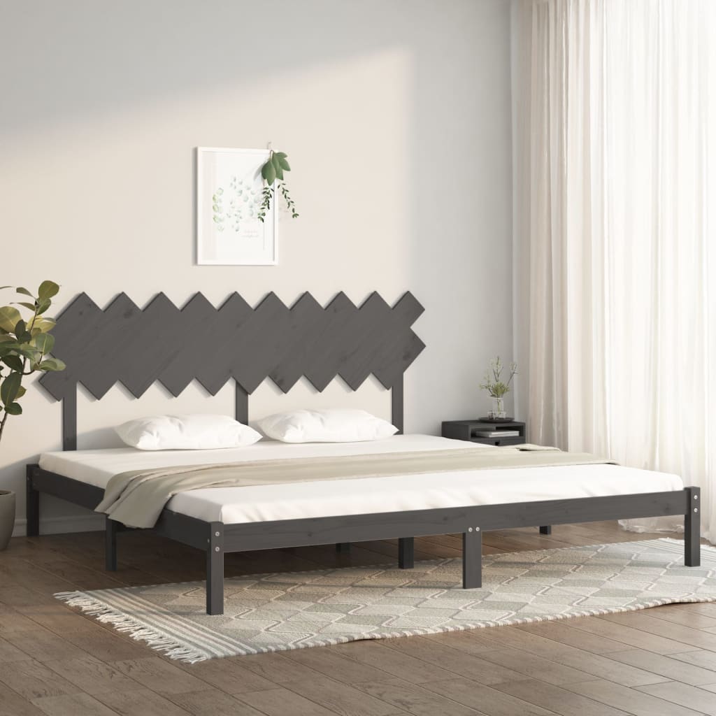 Bedframe massief hout grijs 200x200 cm is nu te koop bij PeponiXL, paradijselijk wonen!