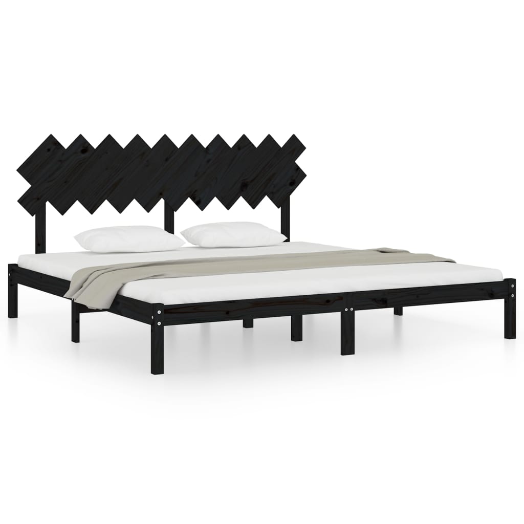 Bedframe massief hout zwart 200x200 cm is nu te koop bij PeponiXL, paradijselijk wonen!