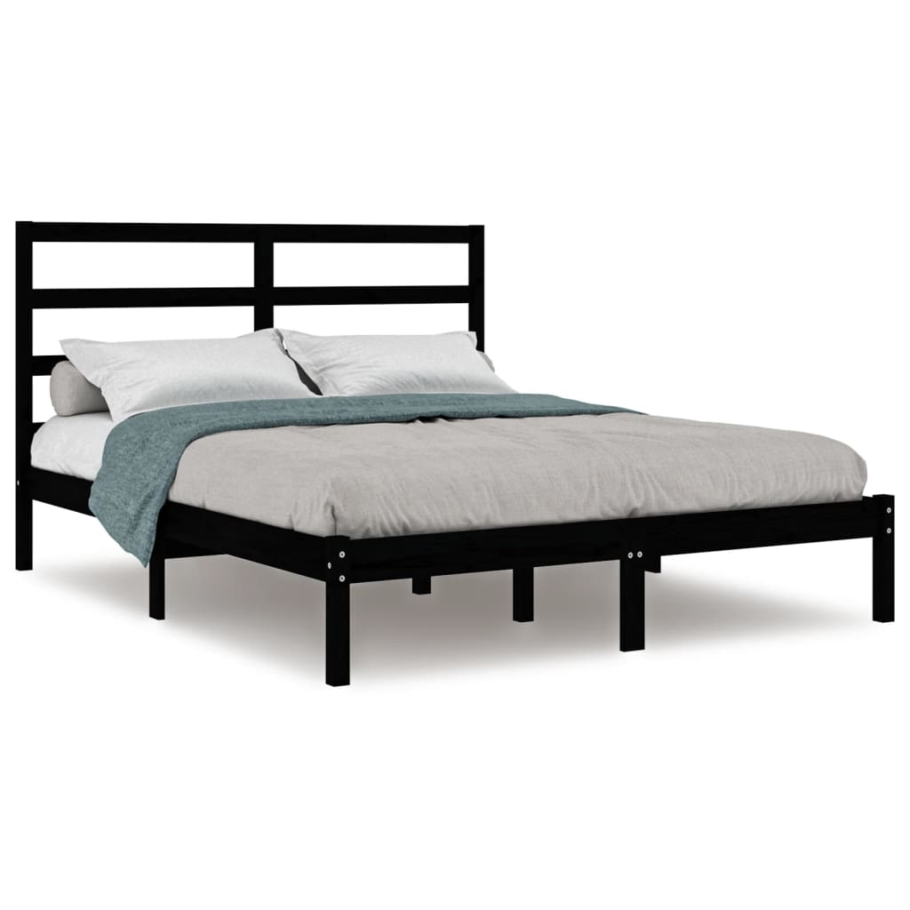Bedframe massief grenenhout zwart 140x190 cm is nu te koop bij PeponiXL, paradijselijk wonen!