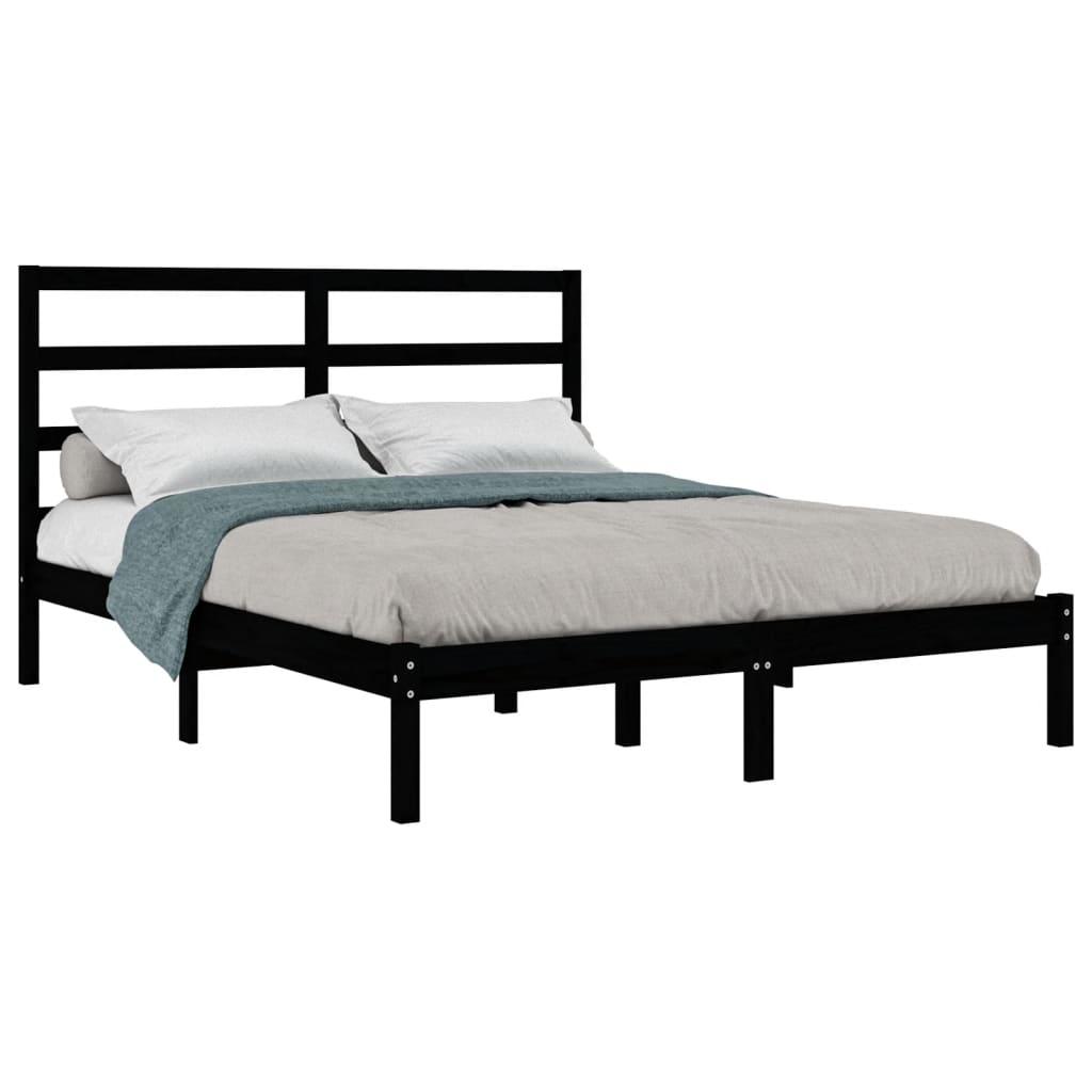 Bedframe massief grenenhout zwart 140x190 cm is nu te koop bij PeponiXL, paradijselijk wonen!