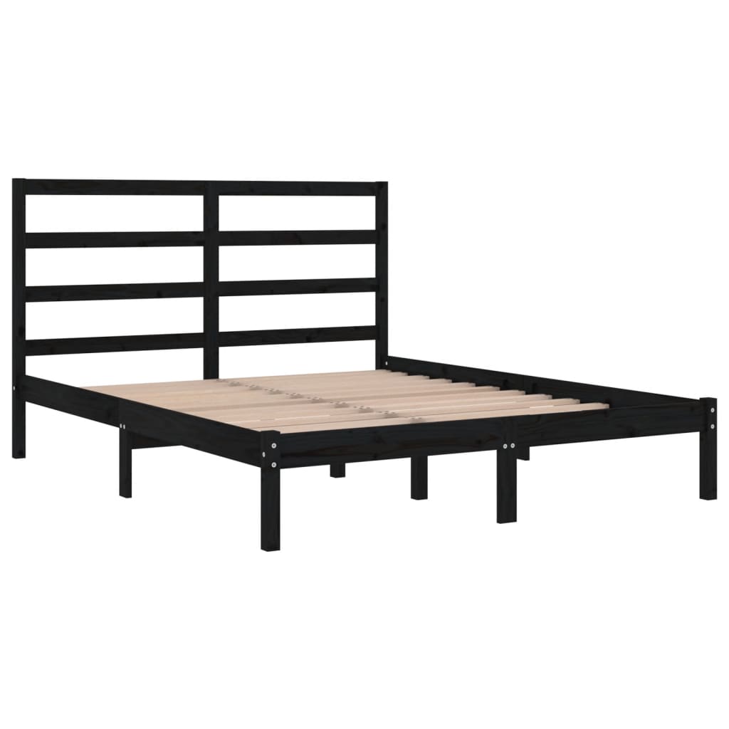 Bedframe massief grenenhout zwart 140x190 cm is nu te koop bij PeponiXL, paradijselijk wonen!