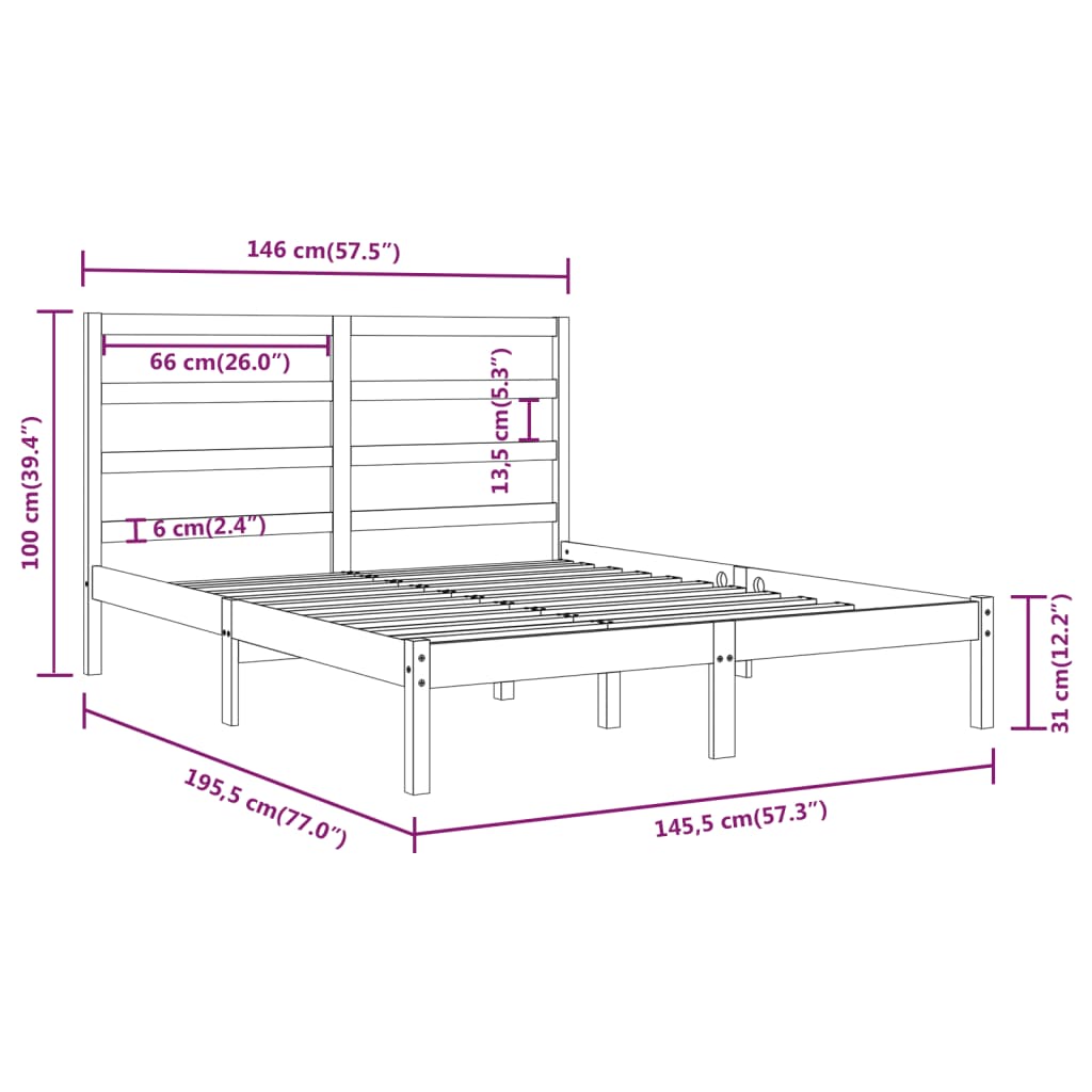Bedframe massief grenenhout zwart 140x190 cm is nu te koop bij PeponiXL, paradijselijk wonen!