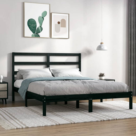 Bedframe massief grenenhout zwart 140x190 cm is nu te koop bij PeponiXL, paradijselijk wonen!