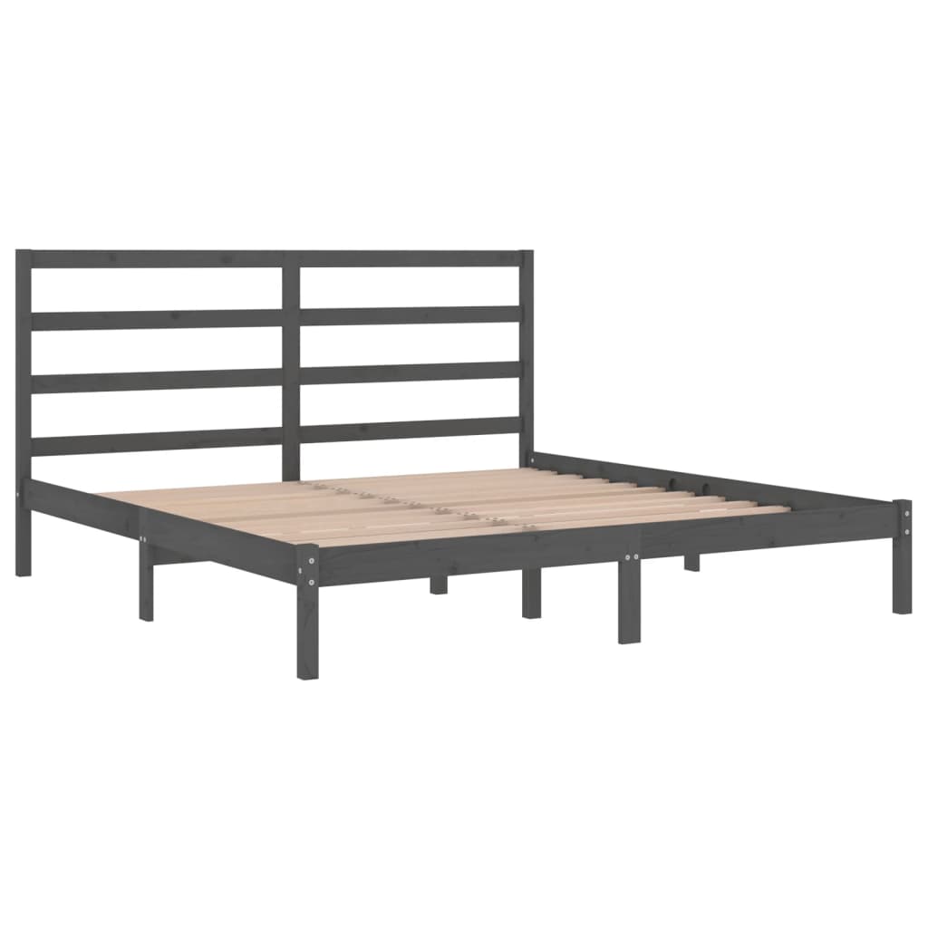 Bedframe massief grenenhout grijs 200x200 cm is nu te koop bij PeponiXL, paradijselijk wonen!