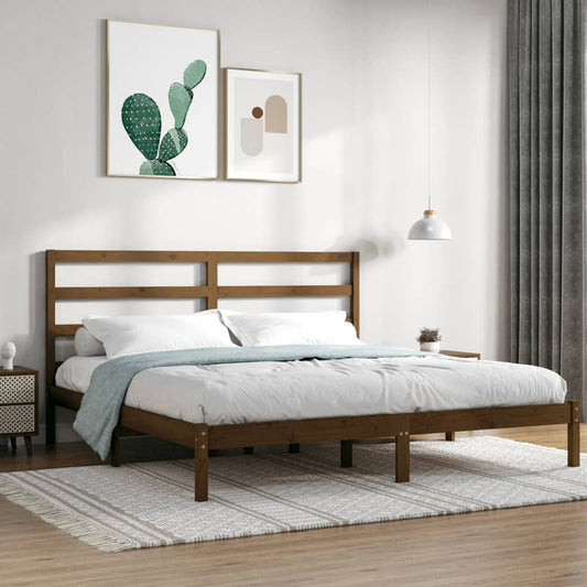 Bedframe massief grenenhout honingbruin 200x200 cm is nu te koop bij PeponiXL, paradijselijk wonen!